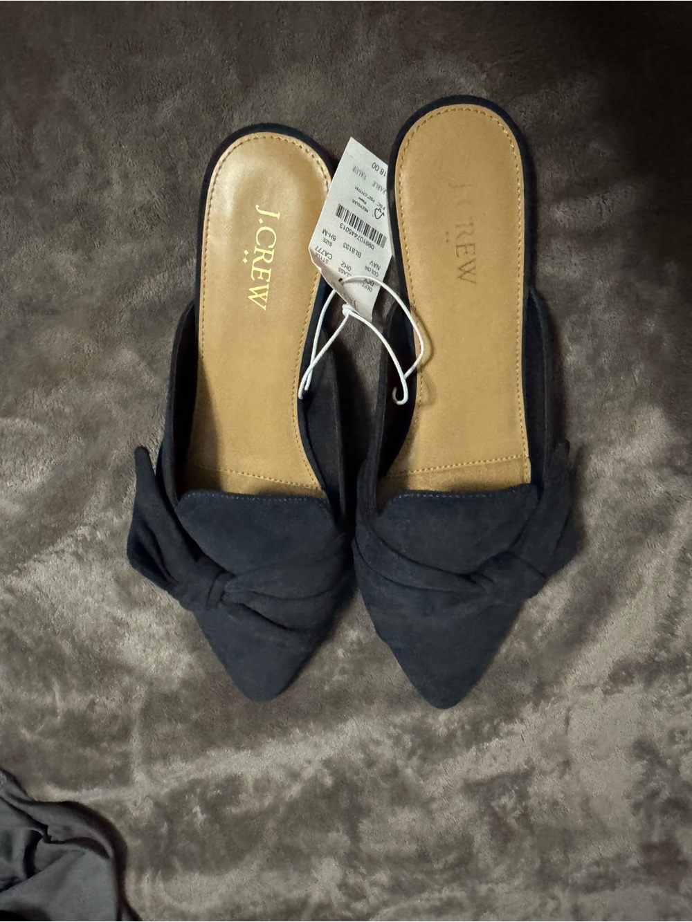 J. Crew Navy Pointed Knot Slip-On Mules